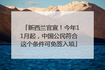 新西兰官宣！今年11月起，中国公民符合这个条件可免签入境